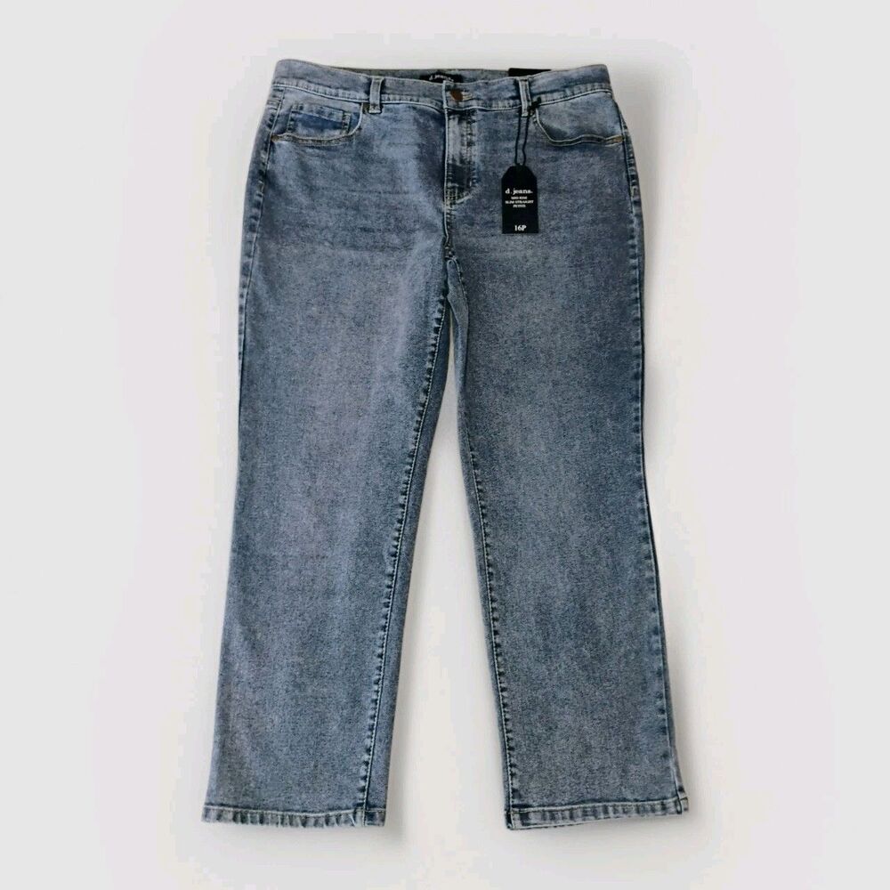 d.jeans Boutique Mid Rise Slim Straight Jeans 16 Petite Super Stretch McKenna